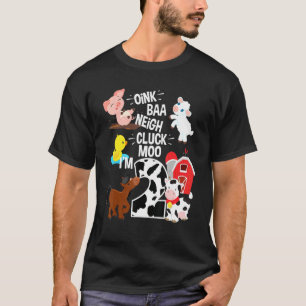 Oink Baa Neigh Cluck Moo I'm 2 Yrs Old Farm Theme  T-Shirt