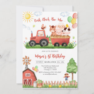 Oink Baa Quack Moo Farm Animals Birthday Invitation