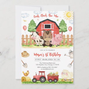 Oink Baa Quack Moo Farm Animals Birthday Invitation