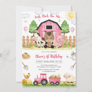Oink Baa Quack Moo Farm Animals Birthday Invitation