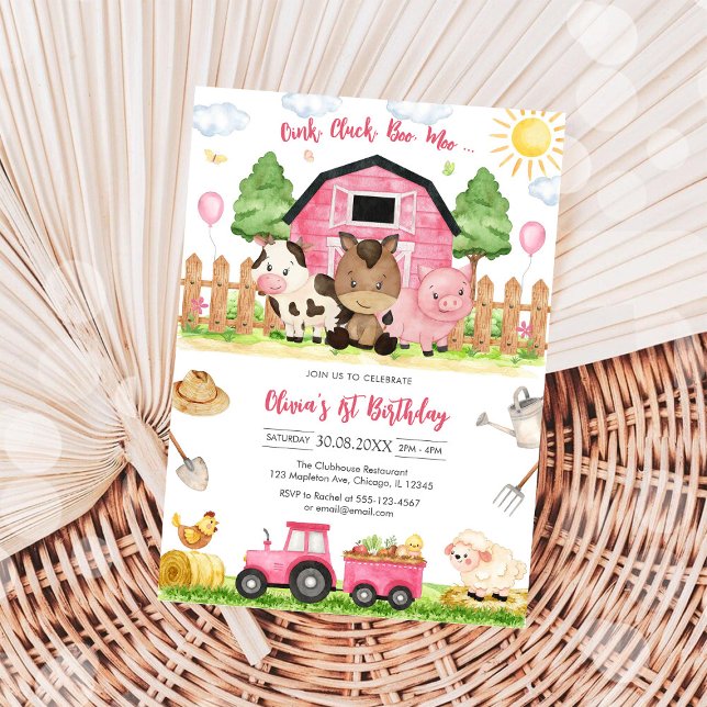 Oink Baa Quack Moo Farm Animals Birthday Invitation (Creator Uploaded)