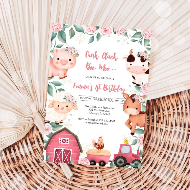 Oink Baa Quack Moo Farm Animals Birthday Invitation (Creator Uploaded)
