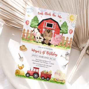 Oink Baa Quack Moo Farm Animals Birthday Invitation