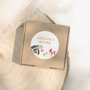 Oink Baa Quack Moo Farm Animals Birthday Party Classic Round Sticker