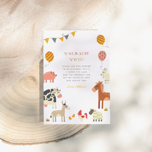 Oink Baa Quack Moo Farm Animals Birthday Party Thank You Card