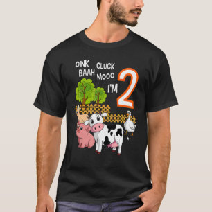 Oink Cluck Baah Mooo I'm 2 Farm Animal 2nd Birthda T-Shirt