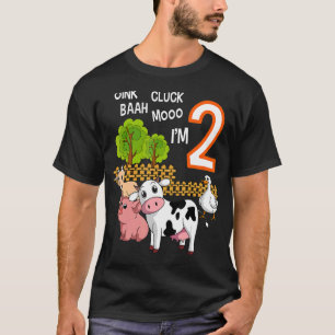 Oink Cluck Baah Mooo I'm 2 Farm Animal 2nd Birthda T-Shirt