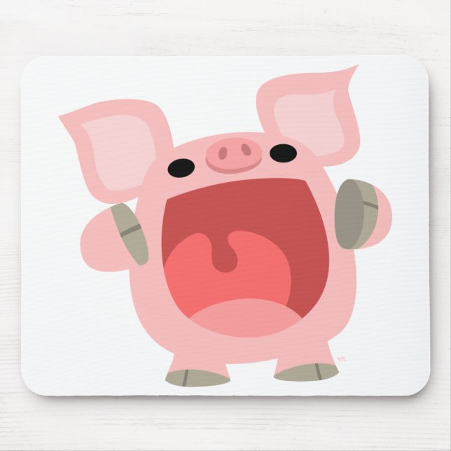 "OINK!!!" Cute Cartoon Pig Mousepad (Front)