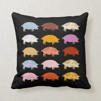 Oink Cute Colourful Pigs in Black Cushion