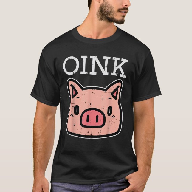 Oink Pig Face Cute Hog Head Girls Boys Kids Toddle T-Shirt (Front)