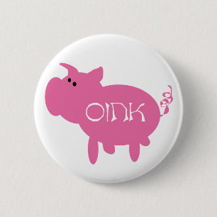 Oink Pink Pig 6 Cm Round Badge
