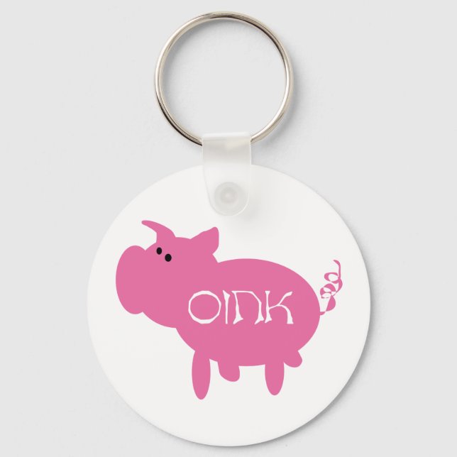 Oink Pink Pig Tshirts and Gifts Key Ring (Front)