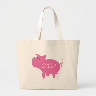 Oink Pink Pig Tshirts and Gifts Large Tote Bag