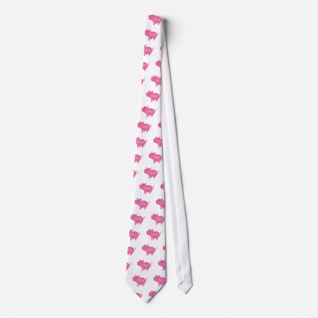 Oink Pink Pig Tshirts and Gifts Tie (Front)