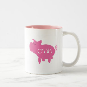 Oink Pink Pig Tshirts and Gifts Two-Tone Coffee Mug