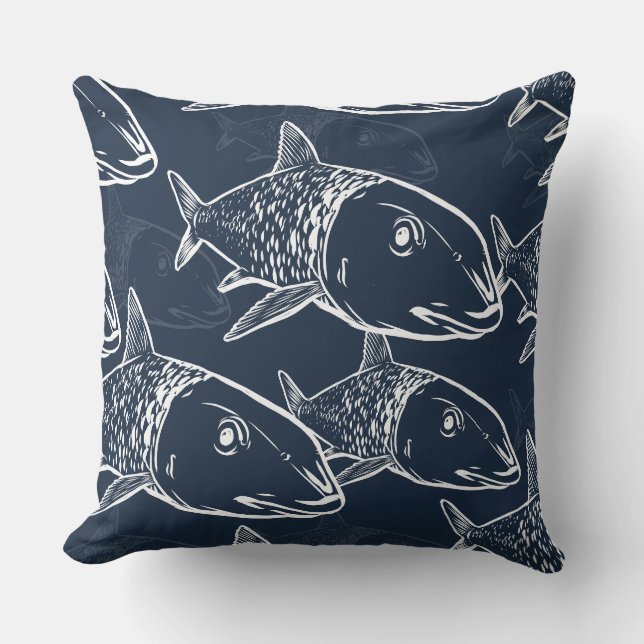 Oio - Hawaiian bonefish print pattern Cushion (Front)