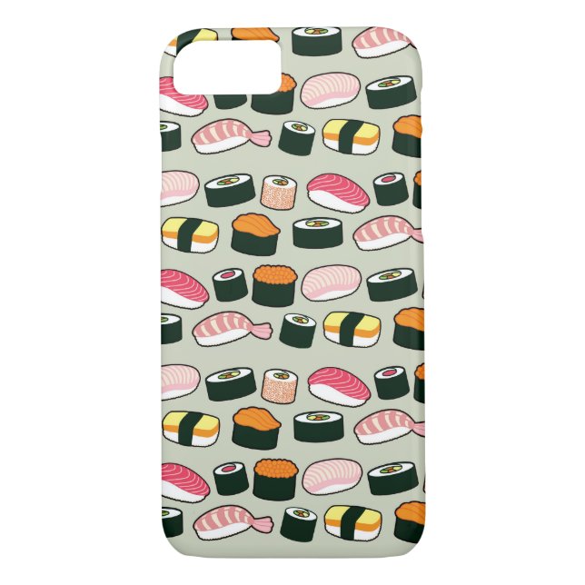 Oishii Sushi Fun Illustrations Pattern (Grey) Case-Mate iPhone Case (Back)