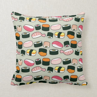 Oishii Sushi Fun Illustrations Pattern (Grey) Cushion