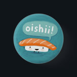 Oishii Sushi | Kawaii Salmon Sashimi Character 3 Cm Round Badge<br><div class="desc">Add some fun flair to your bag,  hat,  or jacket with this kawaii sushi lover’s pinback button. Oishii salmon sashimi character. Visit Jenn’s Doodle World for even more whimsical foodie products and assorted cute sushi pins. ©Jenn Inashvili</div>