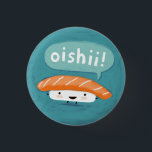 Oishii Sushi | Kawaii Salmon Sashimi Character 3 Cm Round Badge<br><div class="desc">Add some fun flair to your bag,  hat,  or jacket with this kawaii sushi lover’s pinback button. Oishii salmon sashimi character. Visit Jenn’s Doodle World for even more whimsical foodie products and assorted cute sushi pins. ©Jenn Inashvili</div>