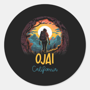 Ojai California Souvenir Hiking Classic Round Sticker