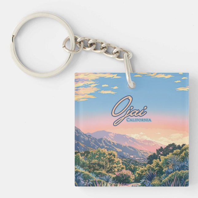 Ojai California Topa Topa Mountains Landscape Key Ring (Front)