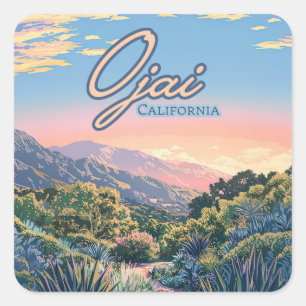 Ojai California Topa Topa Mountains Landscape Square Sticker