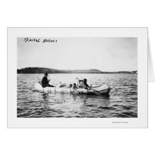 Ojibwa Indians crossing lake in Canoe Photograph