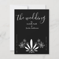 Ojibwe Floral Black and White Wedding Invitation