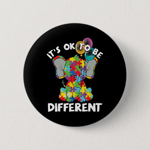Ok Be Different Autistic Elephant Bylloons Autism 6 Cm Round Badge