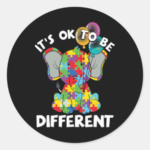 Ok Be Different Autistic Elephant Bylloons Autism  Classic Round Sticker