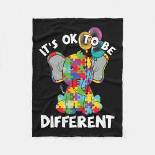 Ok Be Different Autistic Elephant Bylloons Autism Fleece Blanket