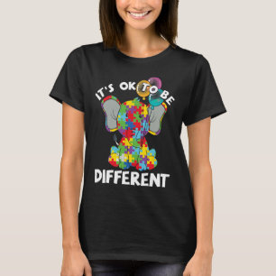 Ok Be Different Autistic Elephant Bylloons Autism T-Shirt