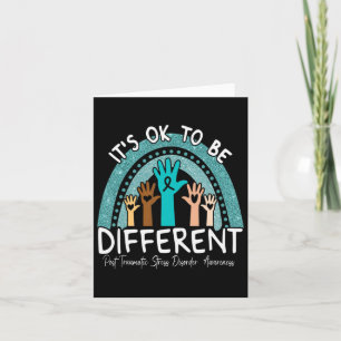 Ok Be Different Rainbow Teal Ribbon Warrior Ptsd A Card