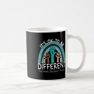 Ok Be Different Rainbow Teal Ribbon Warrior Ptsd A Coffee Mug