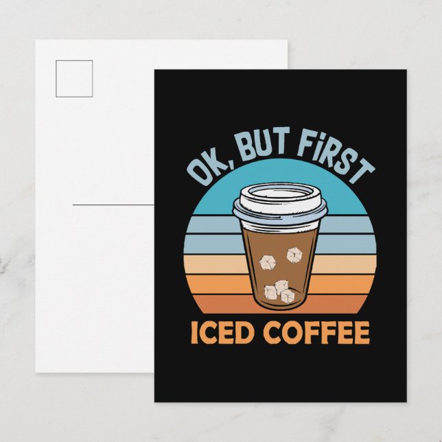 ok but first iced coffee invitation postcard (Front/Back)