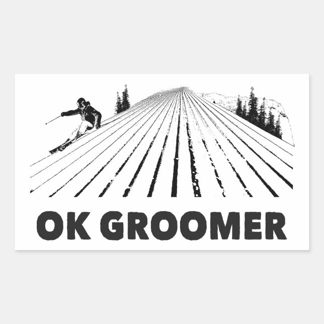 Ok Groomer Skiing Rectangular Sticker (Front)
