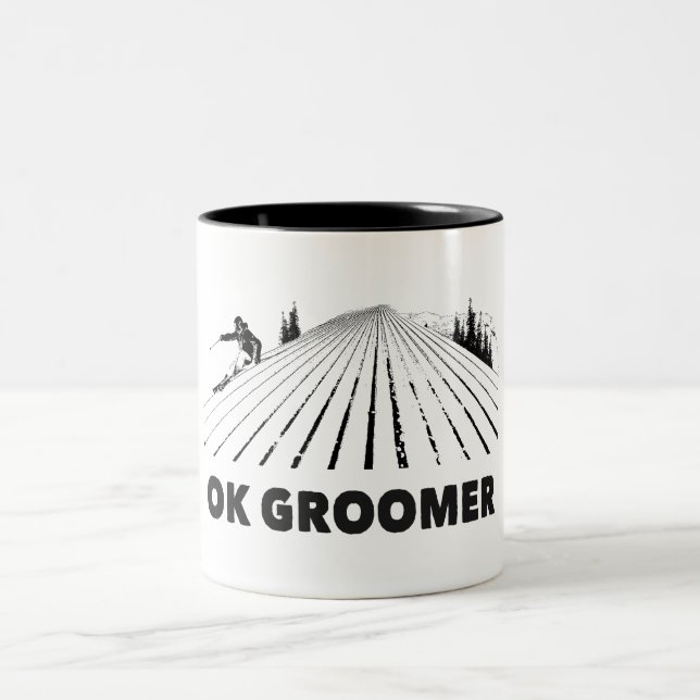 Ok Groomer Skiing Two-Tone Coffee Mug (Center)