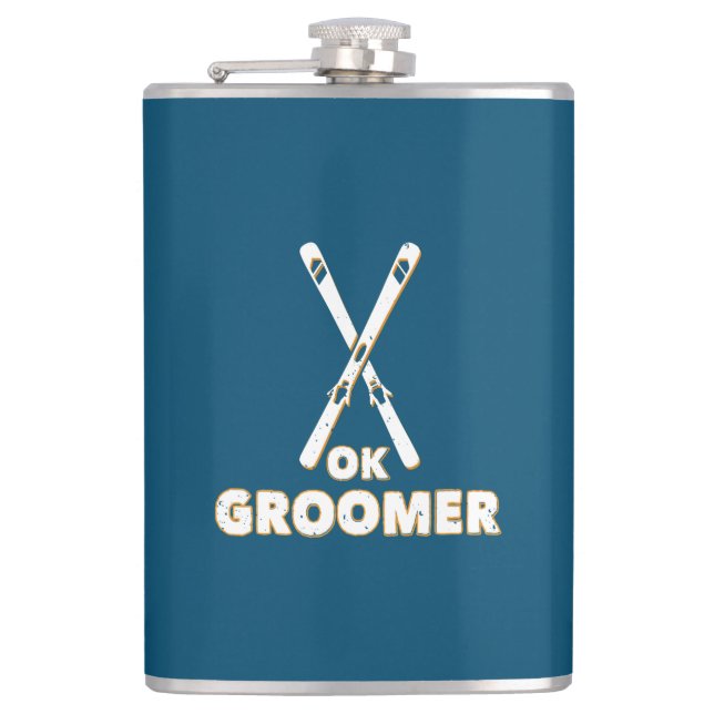 Ok Groomer Skis Hip Flask (Front)