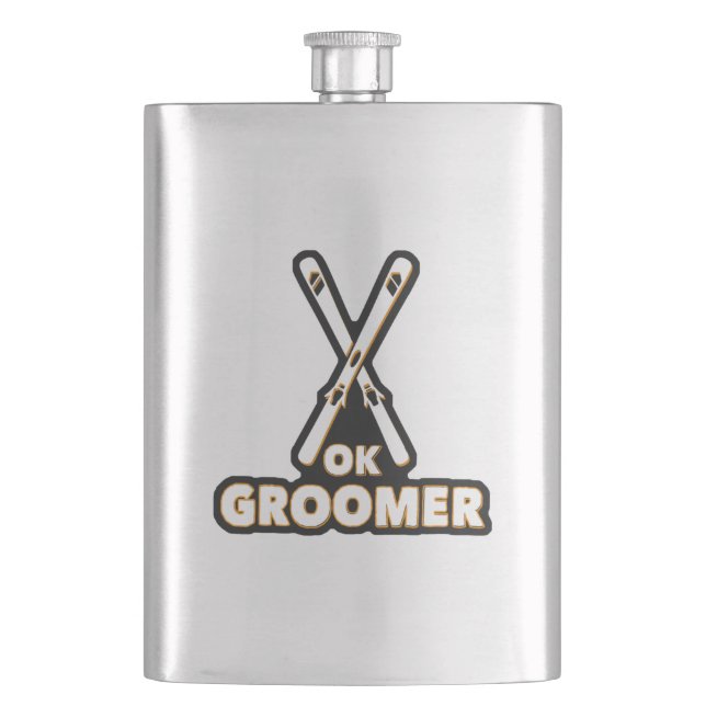 Ok Groomer Skis Hip Flask (Front)