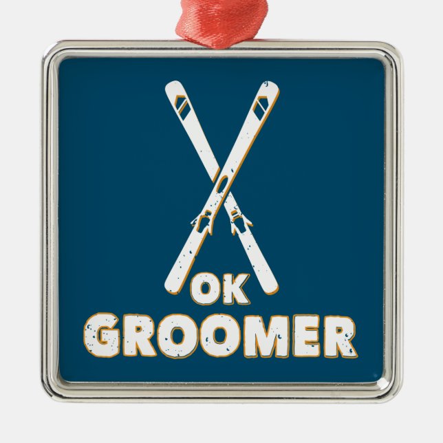 Ok Groomer Skis Metal Ornament (Front)