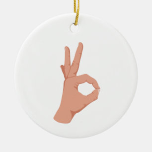 OK Hand Sign Ceramic Ornament