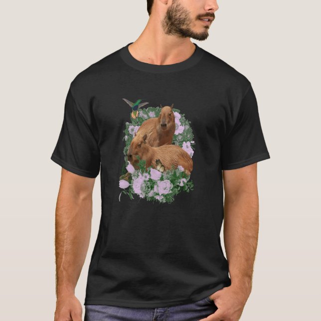 OK I PULL UP  Capybara Realistic Photo Hummingbird T-Shirt (Front)