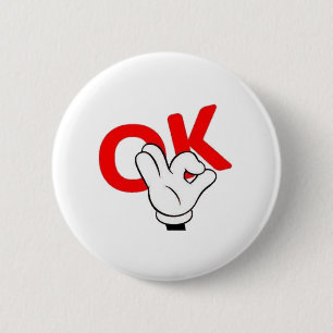 ok man yes man work funny 6 cm round badge