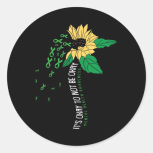 Ok Not To Be Ok Mental Health Awareness Sunflower Classic Round Sticker