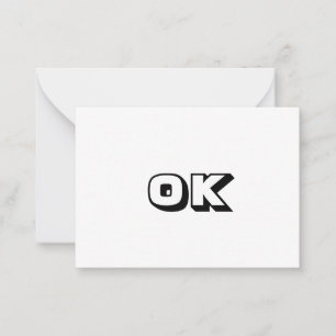 OK, Okay, modern bold black white card