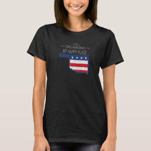 OK Oklahoma My Happy Place USA States Flag Map Pr T-Shirt