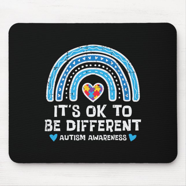 Ok To Be Different Rainbow Autism Awareness Girls  Mouse Pad (Front)