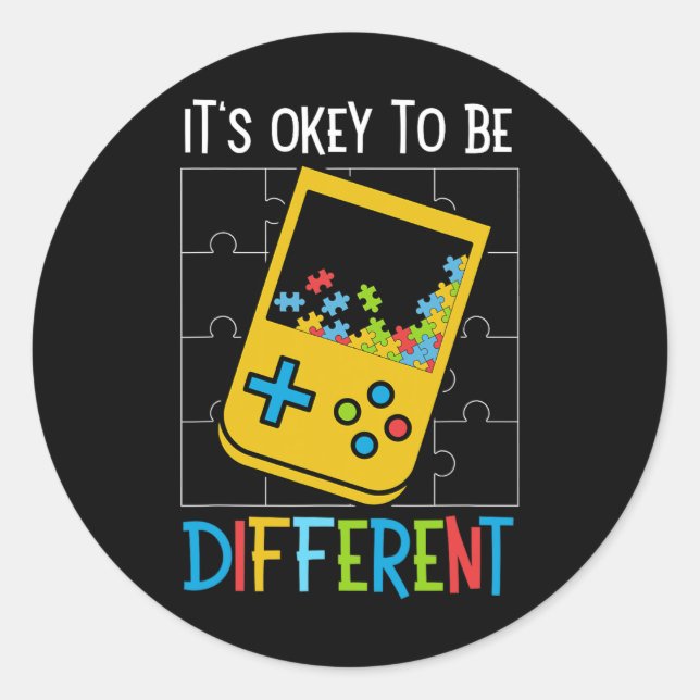 Ok To Be Different Video Game Controller Autism 1  Classic Round Sticker (Front)