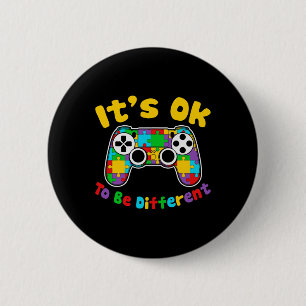 Ok To Be Different Video Gamer Gaming Autism Aware 6 Cm Round Badge